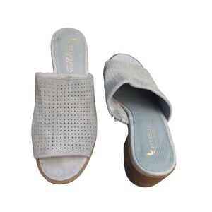 Koolaburra Uggs Raychel Grey Dove Perforated Suede‎ Slip-On Mule Sandal 6.5